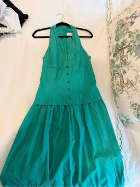 Anthropologie Maeve Halter V-Neck Drop-Waist Midi Dress